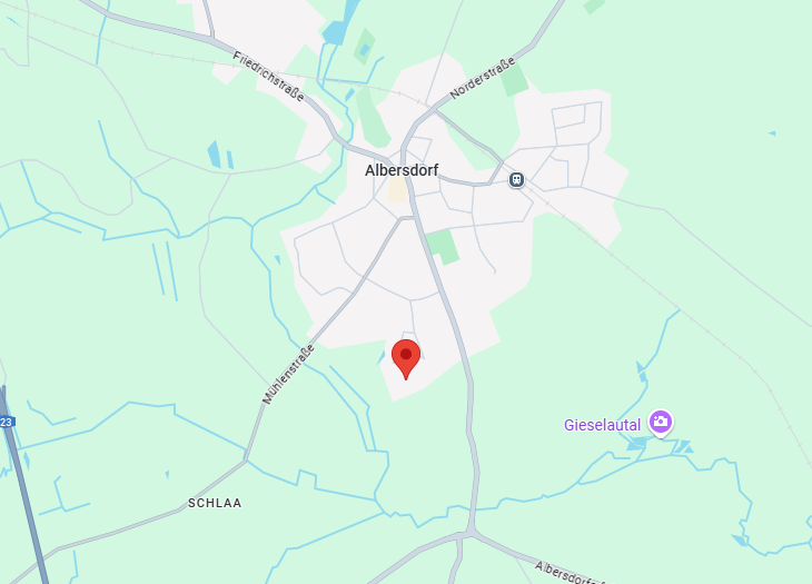 Detaillierte Karte von Albersdorf mit Straßennamen - Standort der Verwaltungscloud.SH GmbH am Redder